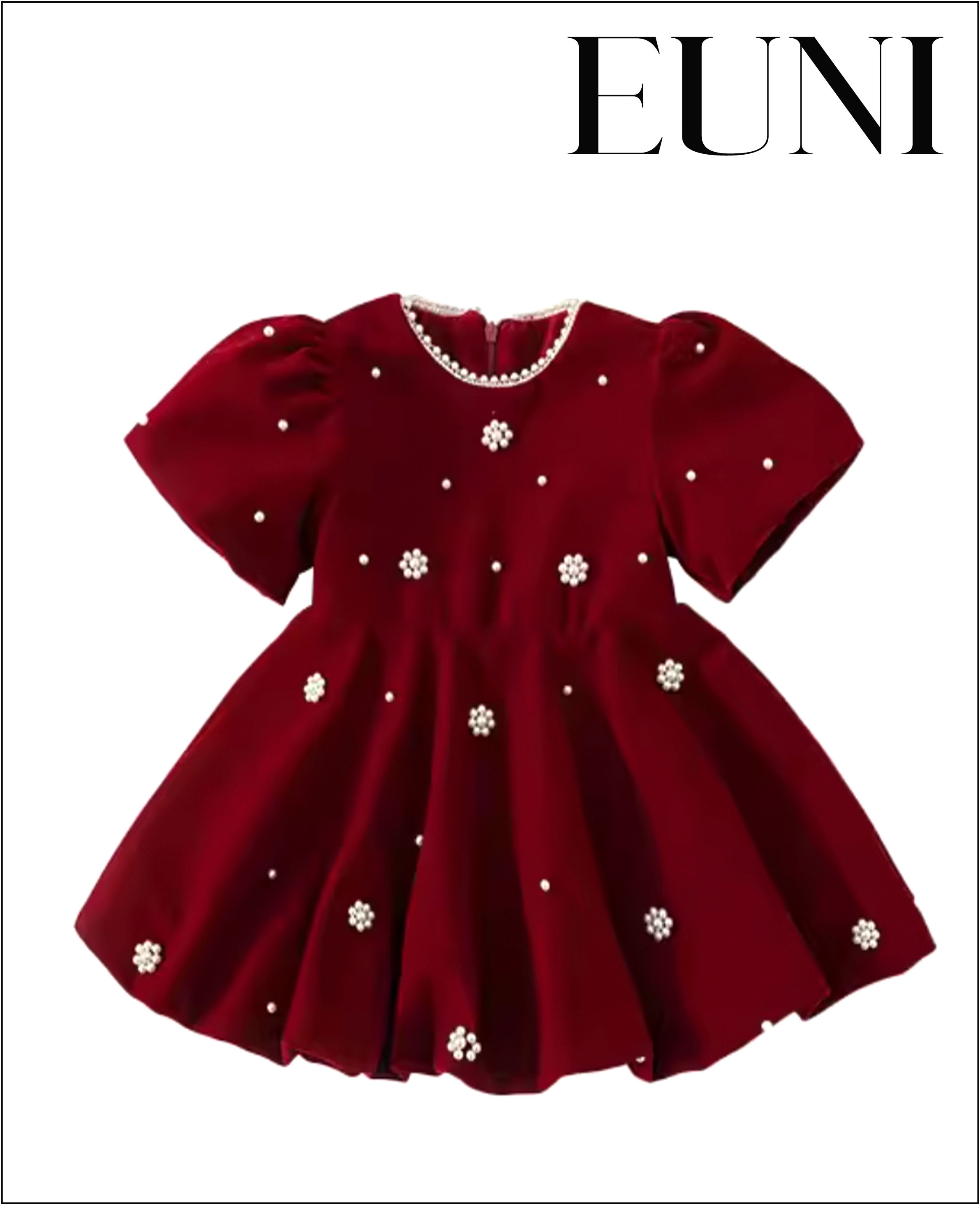 優雅珍珠紅洋裝