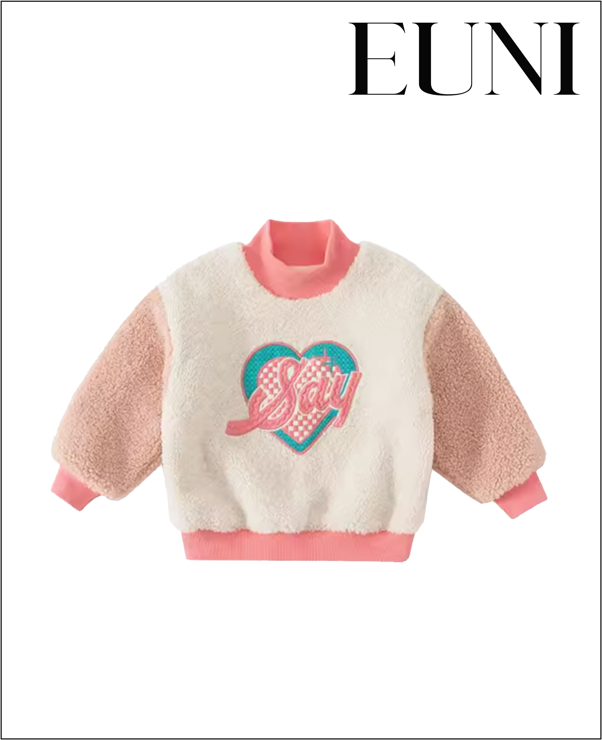 粉紅甜心高領衛衣