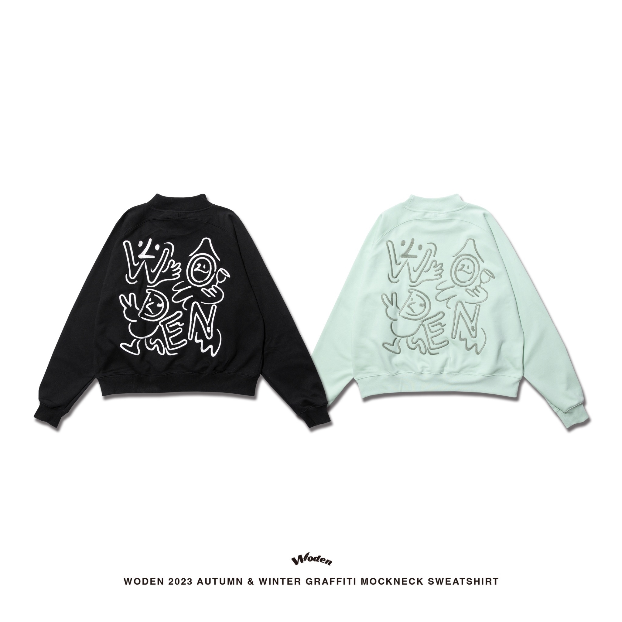 WODEN 2023 Autumn & Winter 066 Graffiti Mockneck Sweatshirt