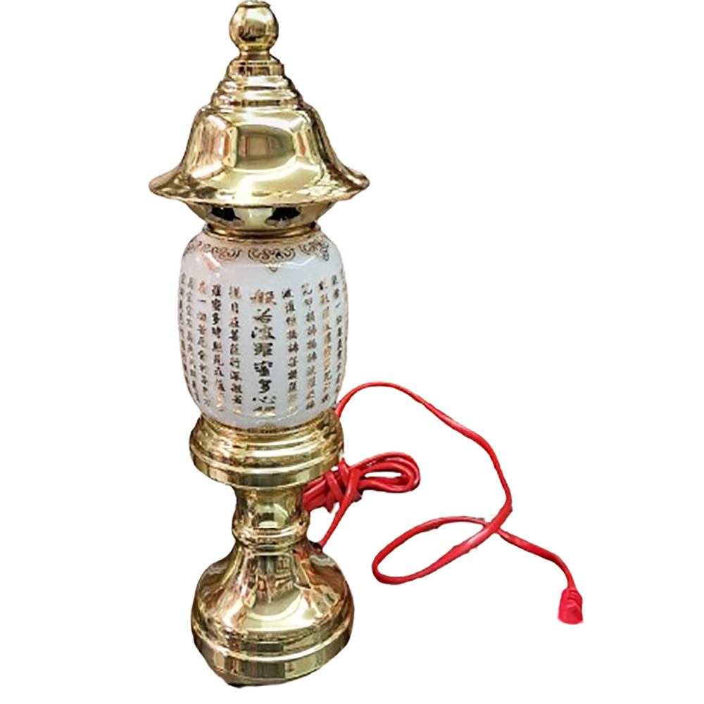 心經白瓷 金銅供燈 高30公分1對【十方】143135