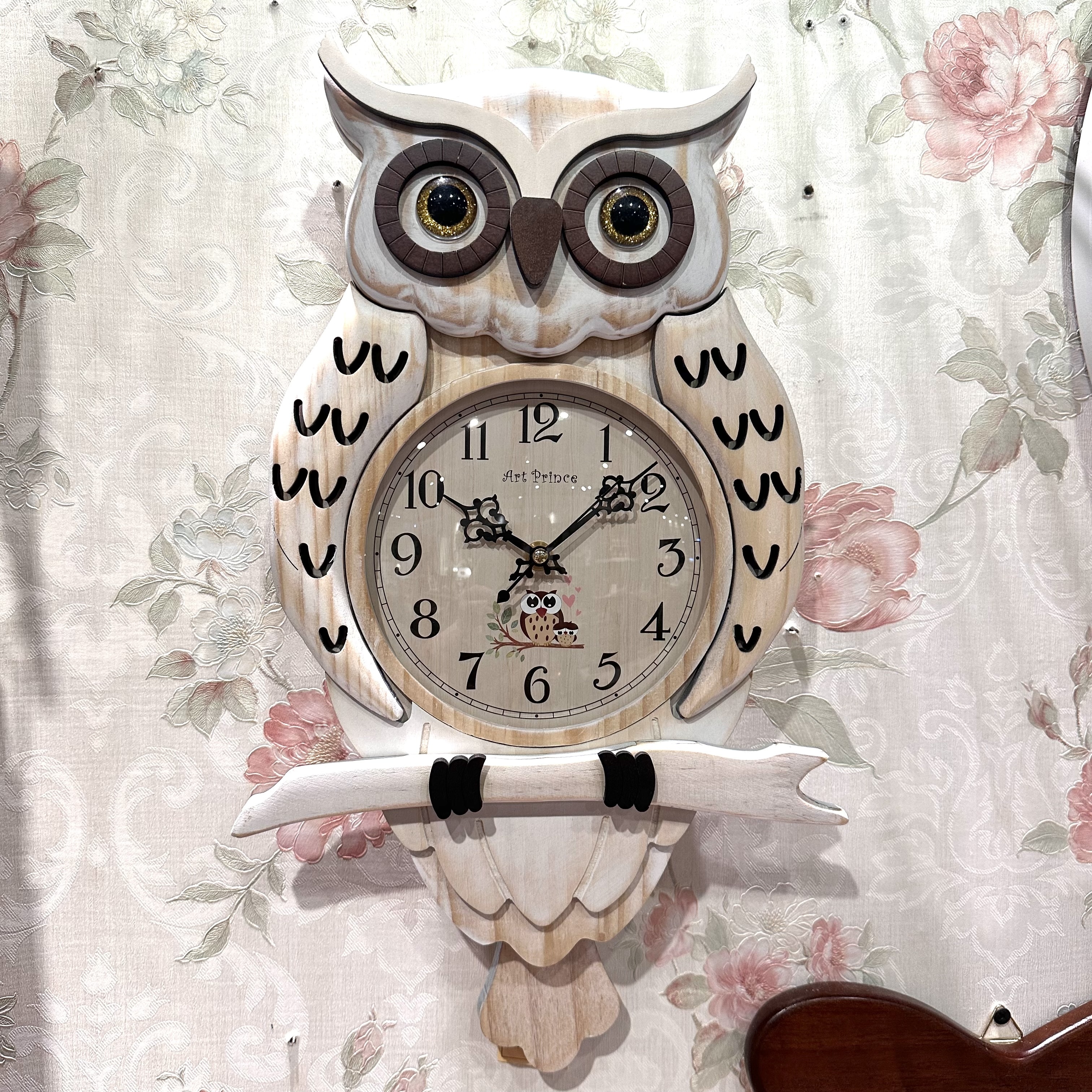 掛鐘貓頭鷹(白)