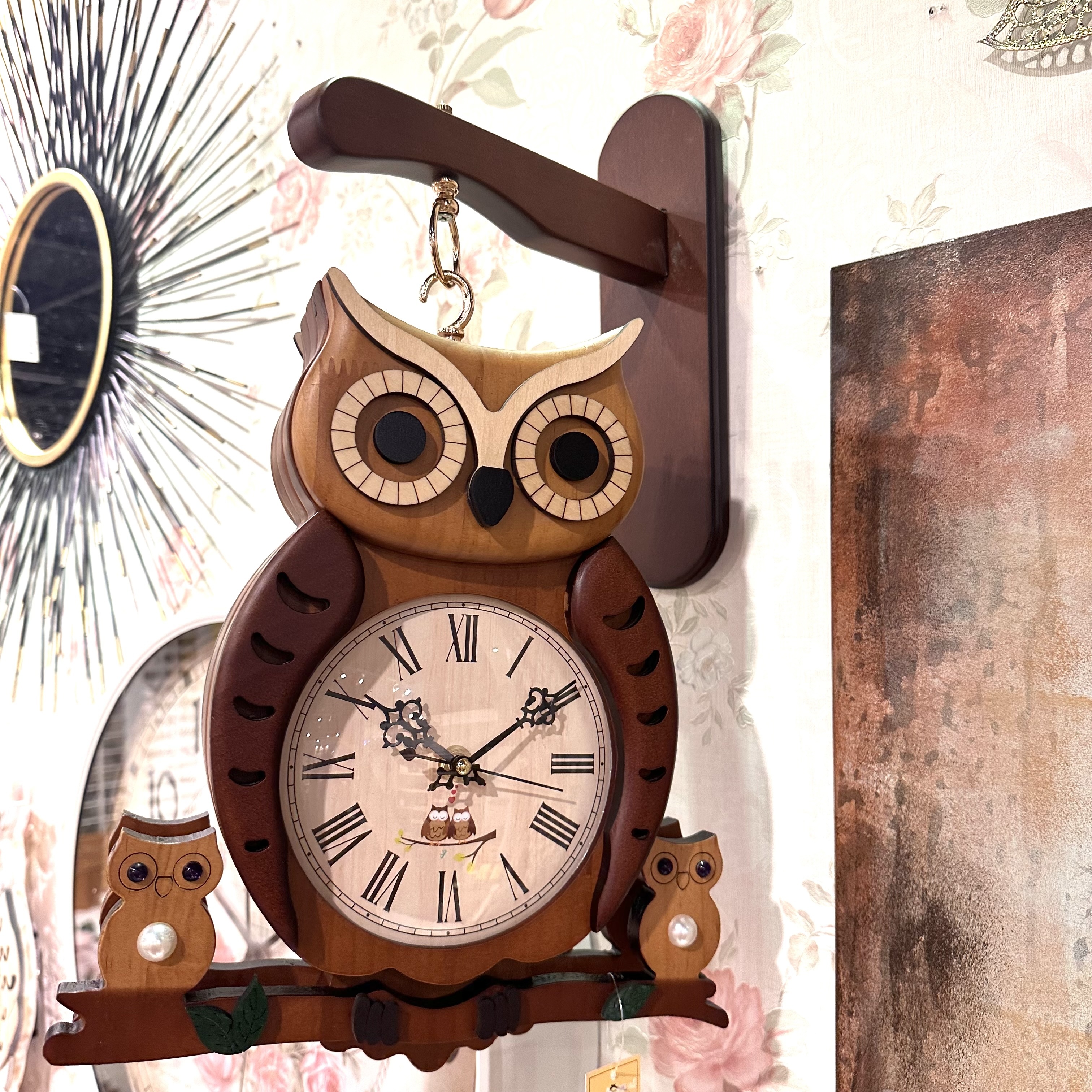 雙面鐘貓頭鷹(咖啡)