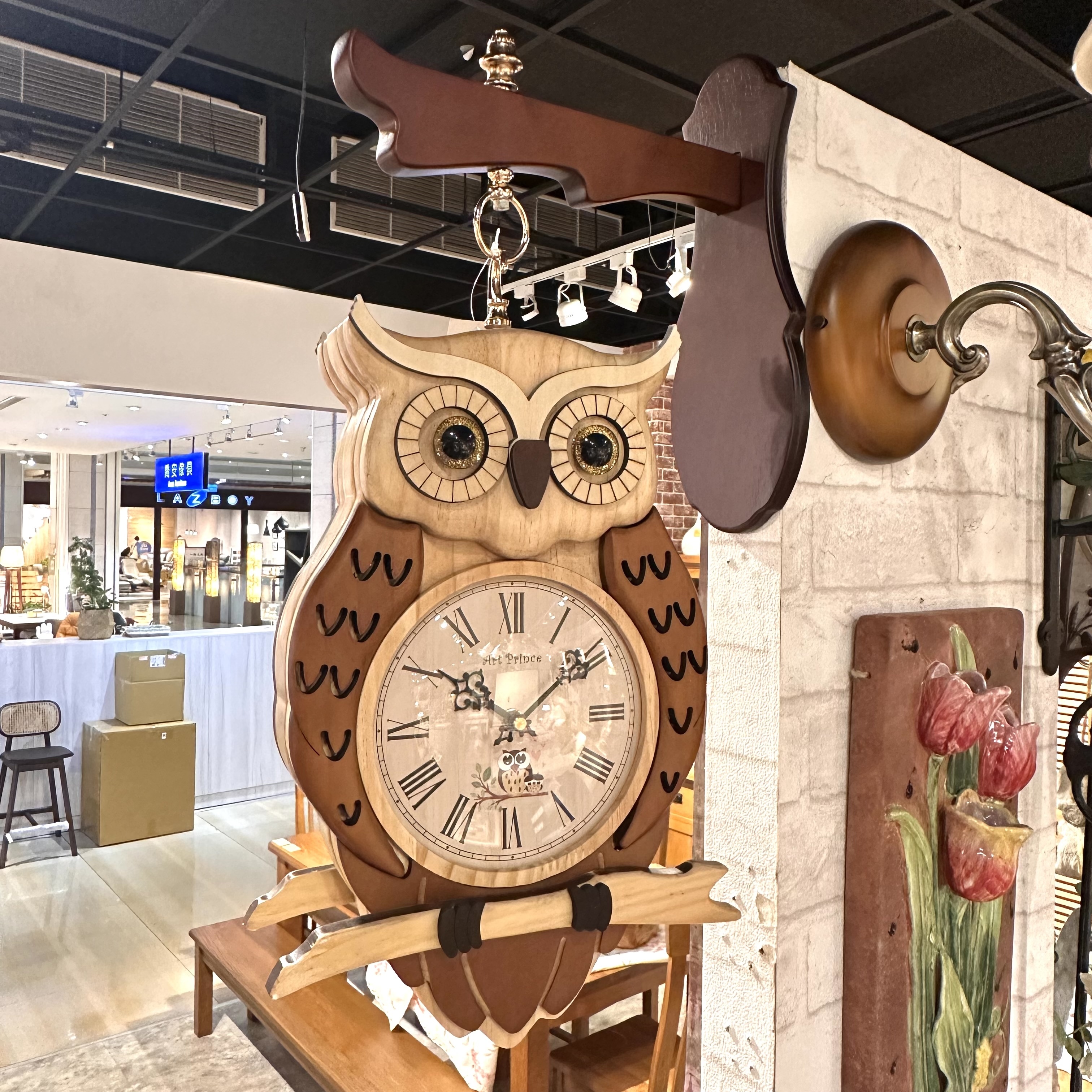 雙面鐘貓頭鷹(咖啡)