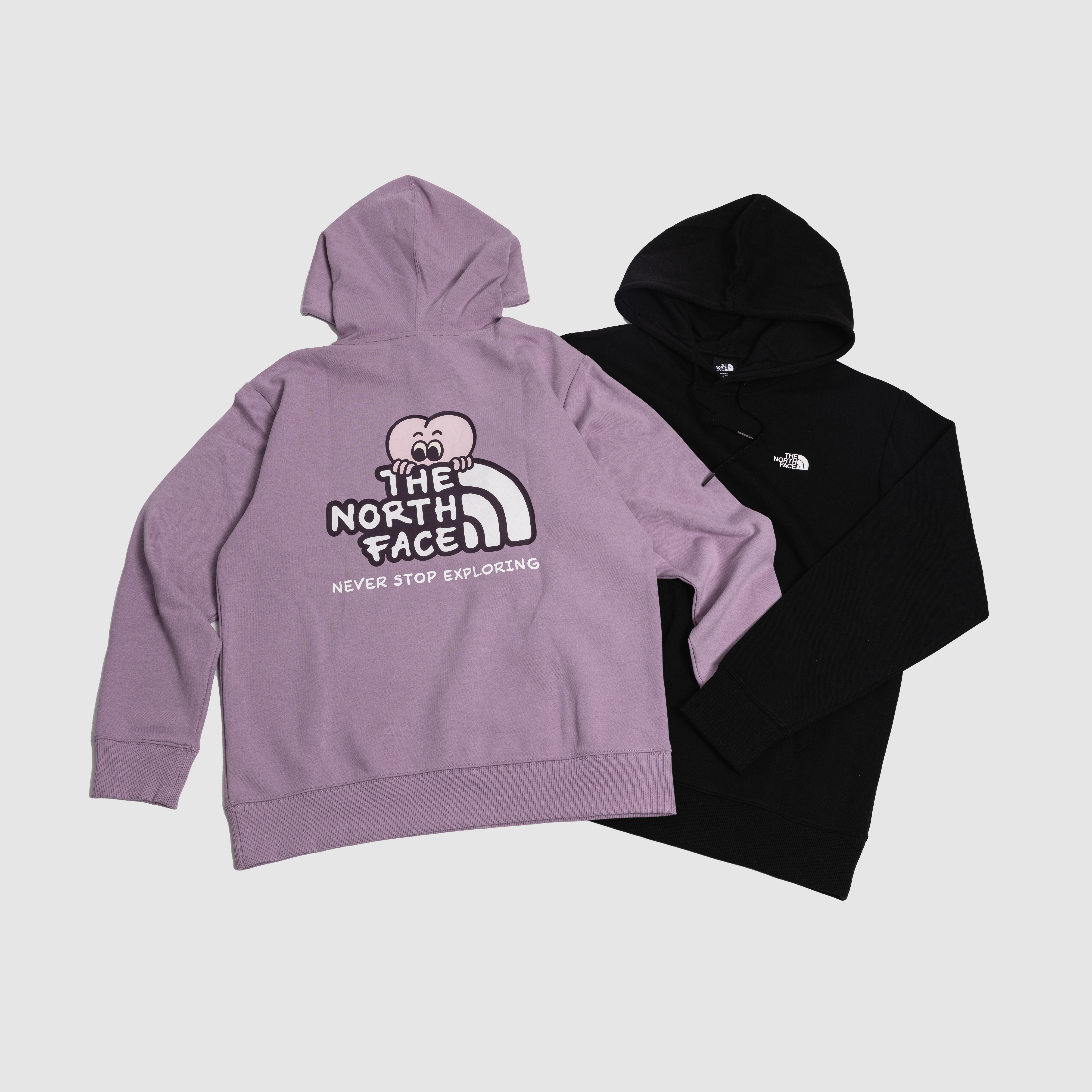 -(E13c02)-THE NORTH FACE U V-DAY DK HOODIE 情人節限定 愛心插圖 情侶款 帽T-NF0A88FW 黑(JK3)/粉紫色(PO2)