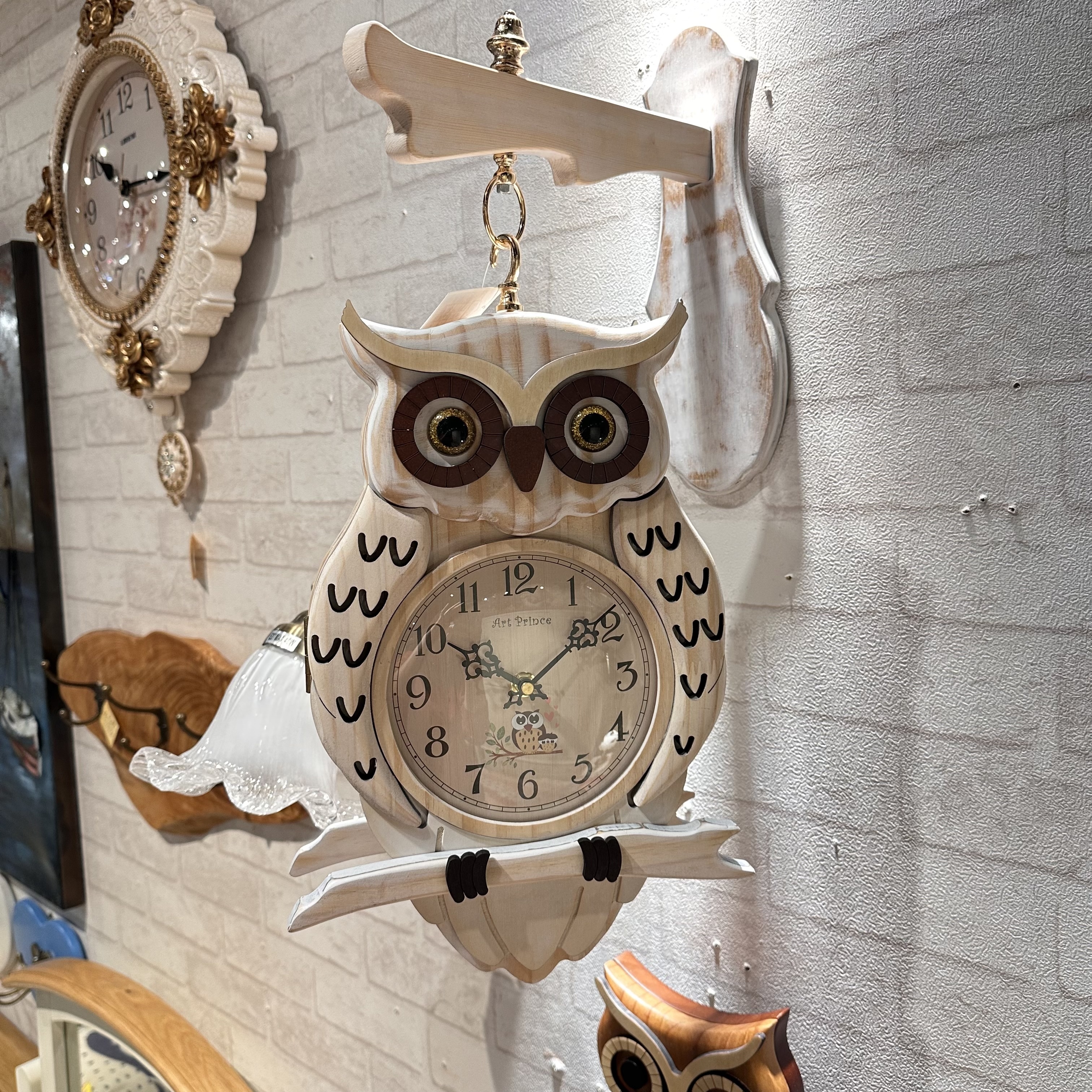 雙面鐘貓頭鷹(米白)