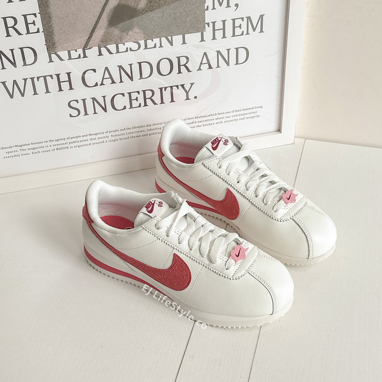 NIKE CORTEZ 阿甘 情人節限定 奶油色 櫻桃紅 粉 女鞋 FZ5167-133 / 調貨