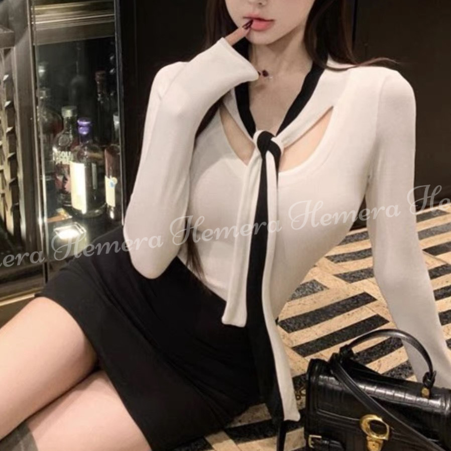 TP24W0209 雙色帶V領簡約上身