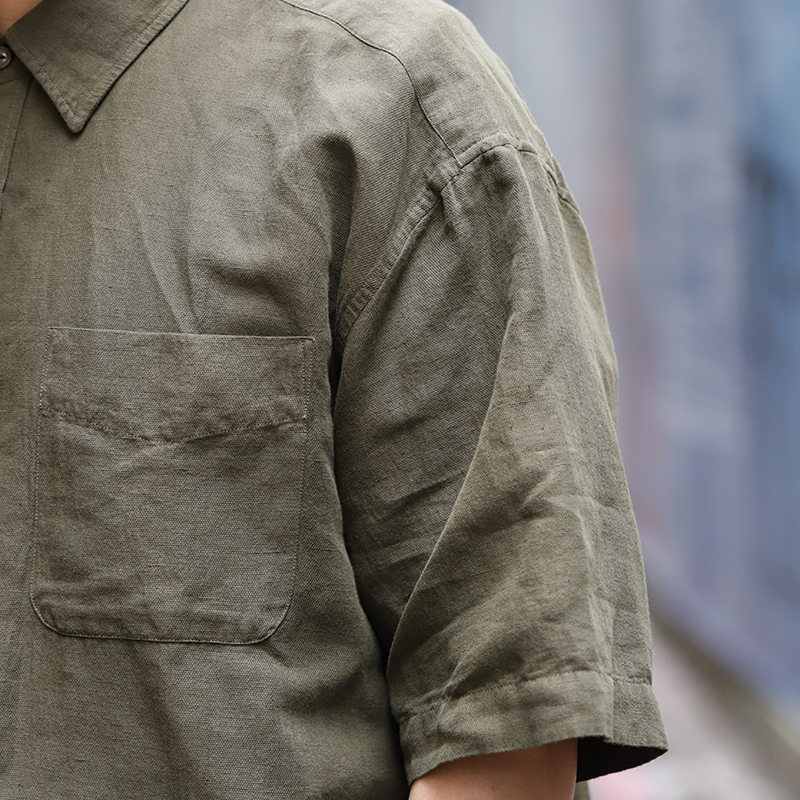 YOKO SAKAMOTO Open Collar Shirt Olive