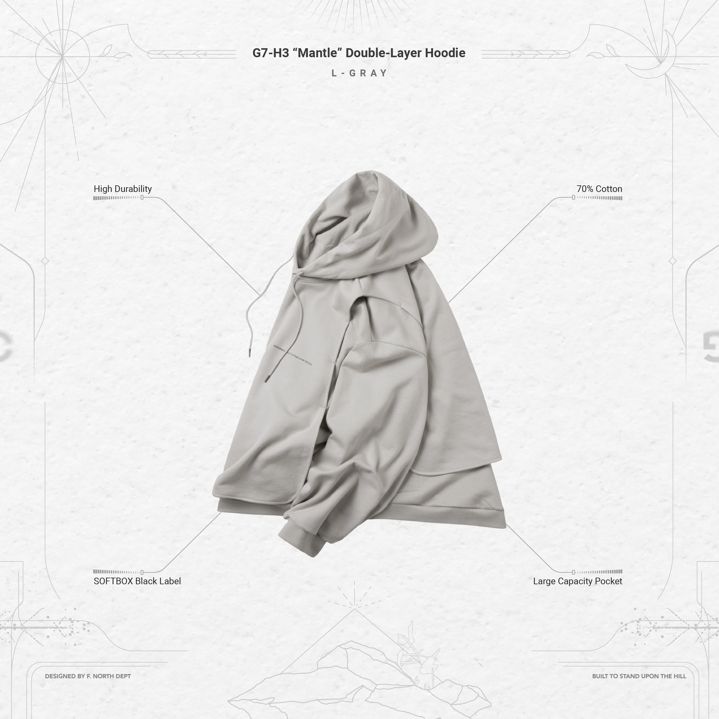 G7-H3 “Mantle” Double-Layer Hoodie - L-Gray