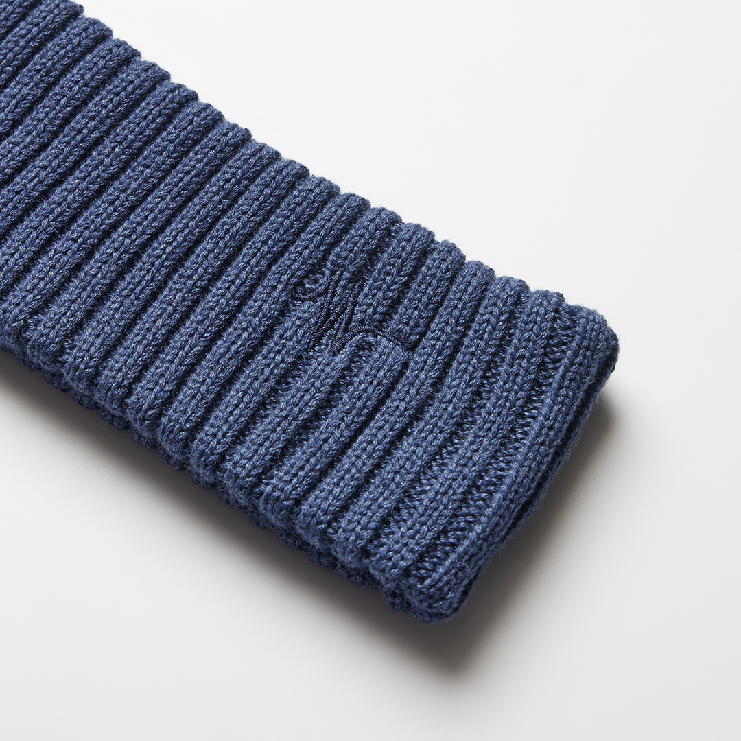 刺繡Ｗ 針織頭帶／脖圍（2 way）－ 質感藍
