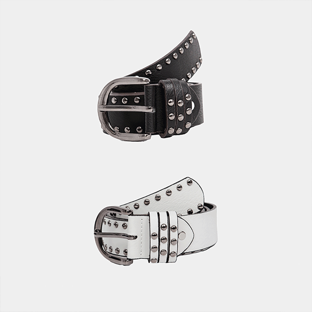 鉚釘復古寬版皮帶(in stock)