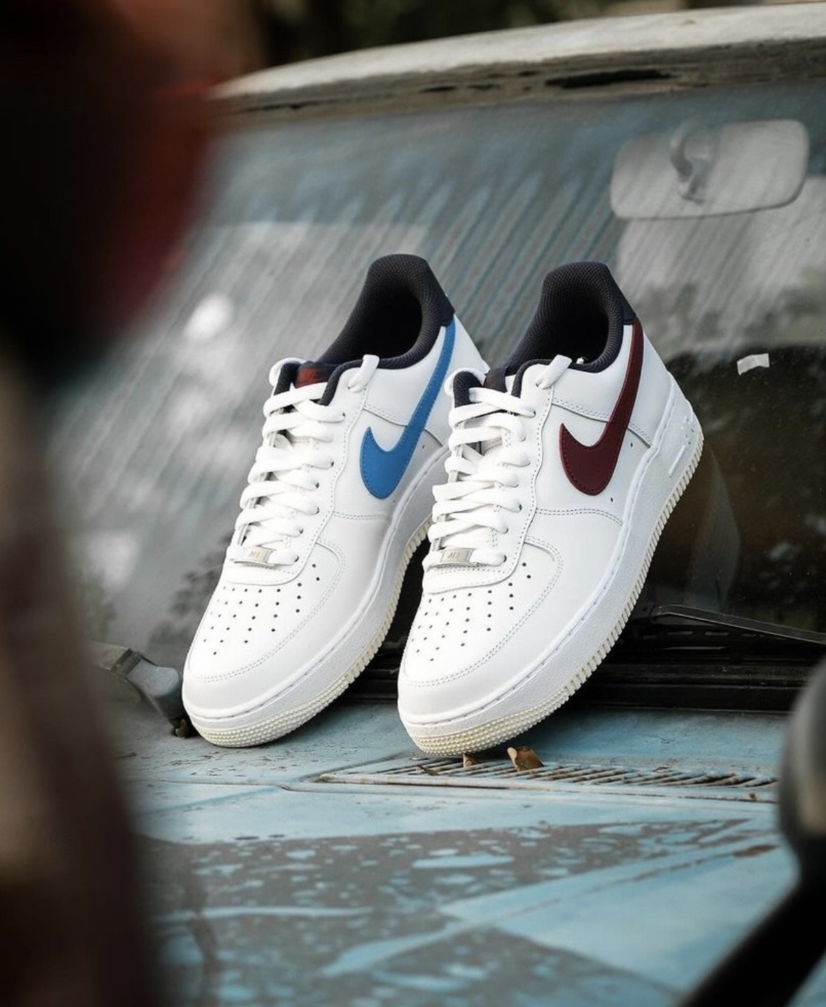 Nike Air Force 1紅藍鴛鴦 紅 藍 白 皮革 草寫 皮革 男款 FV8105-161/預購