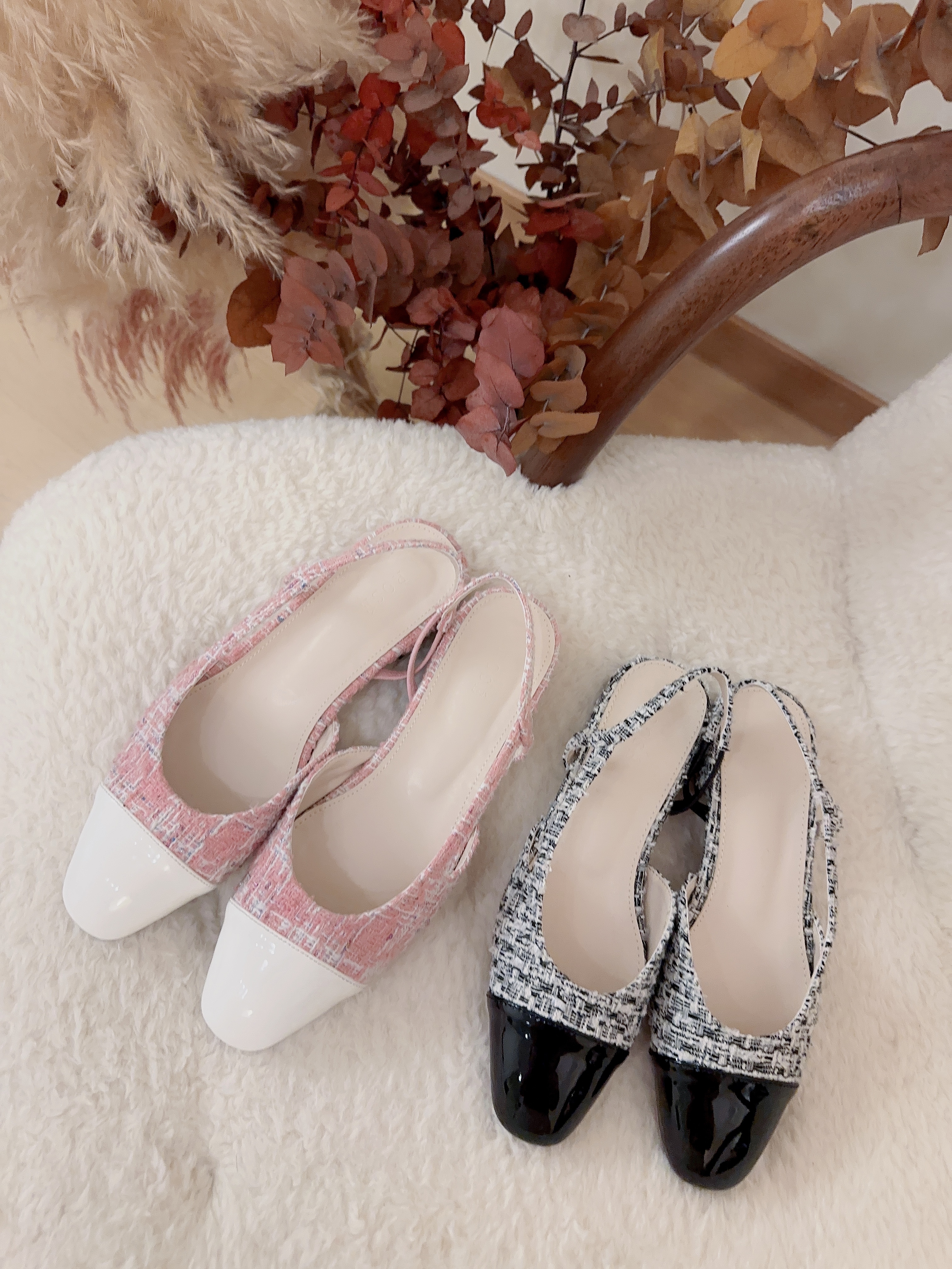 ♥︎春夏系列-Tweed Slingback Flats (#235- 36碼）