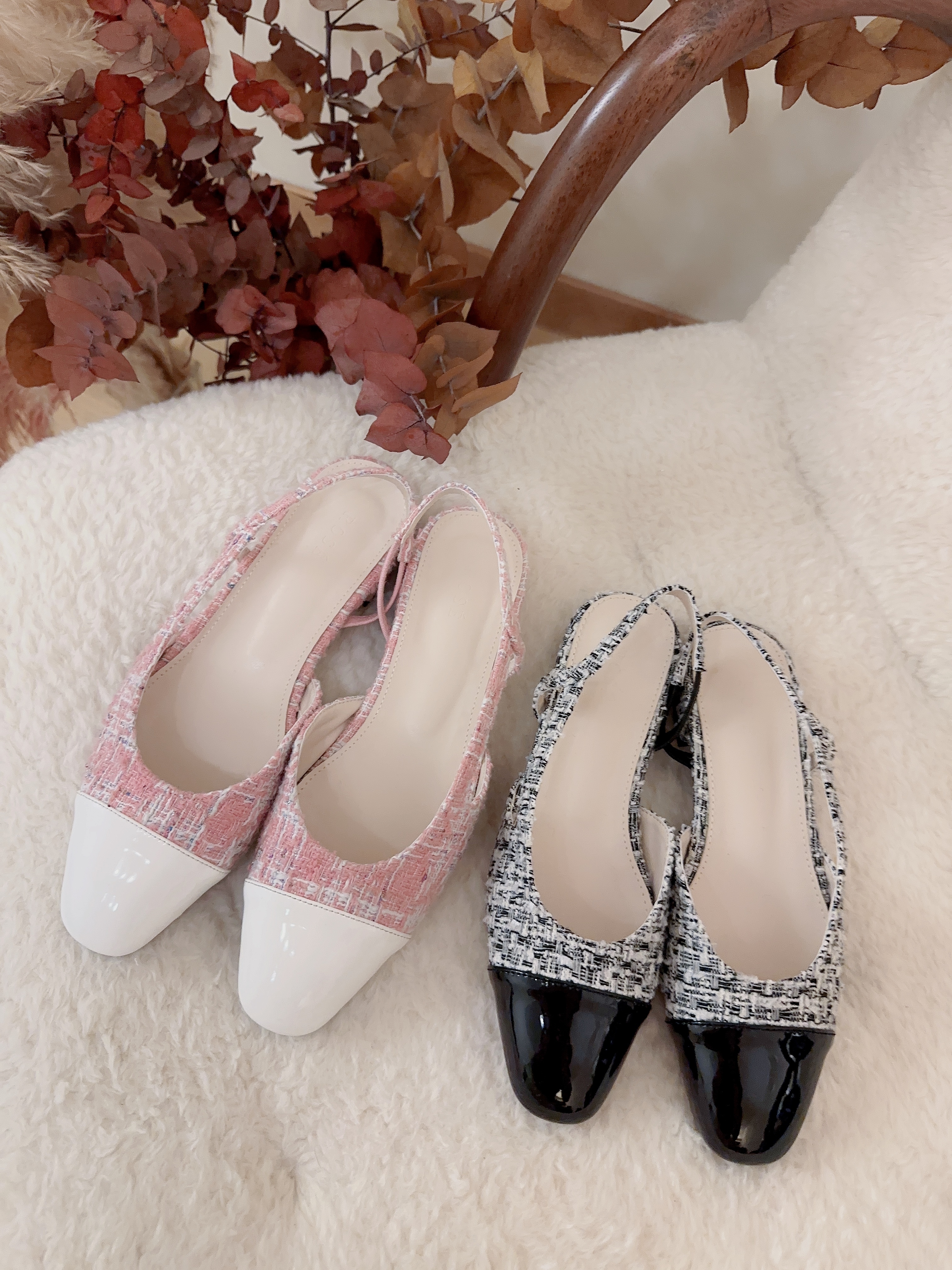 ♥︎春夏系列-Tweed Slingback Flats (#235- 36碼）