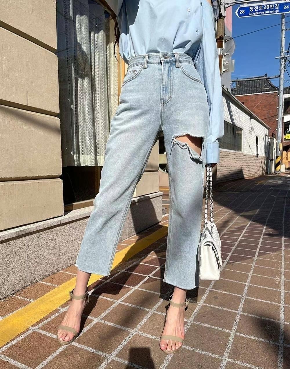 ♥︎歐美擦破九分Ripped Jeans