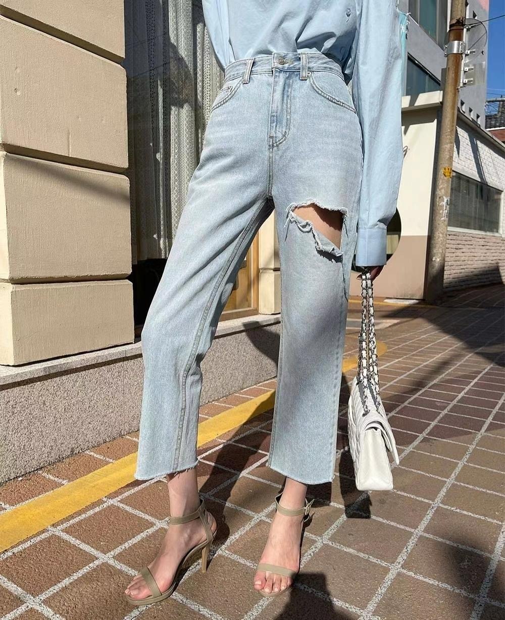♥︎歐美擦破九分Ripped Jeans