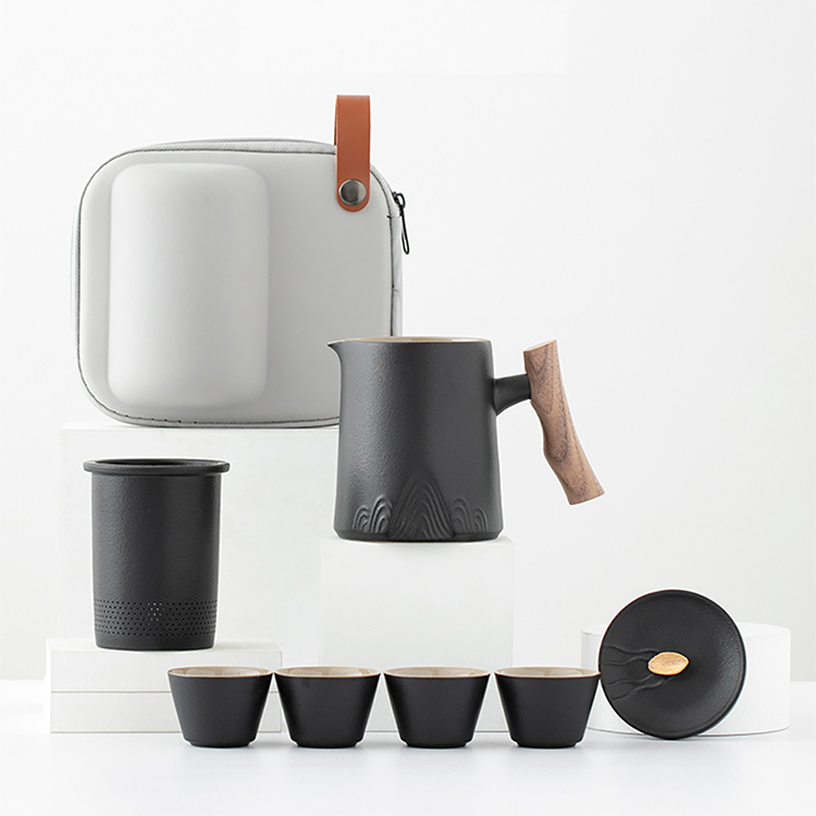 鹿港窯禮品館 │陶瓷 山靜 旅行茶具套裝一壺四快客杯泡茶壺