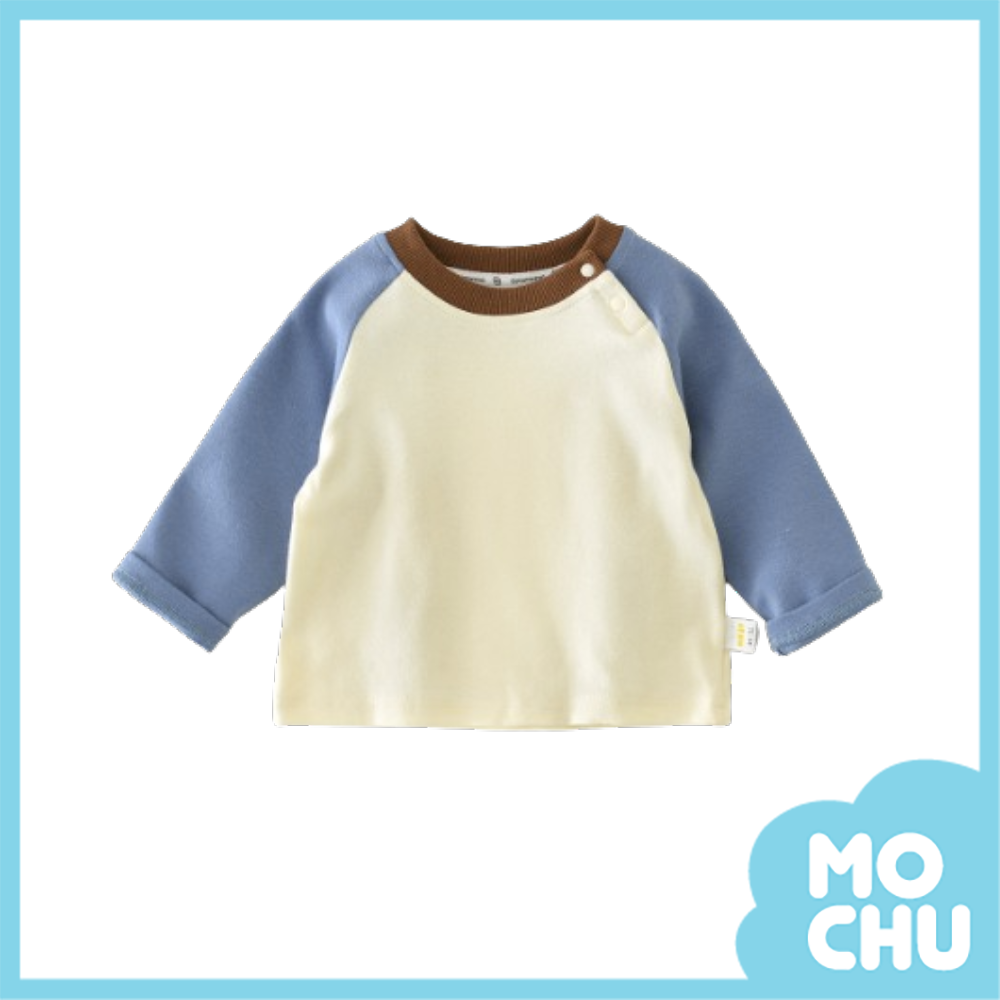 米藍拼色長袖上衣