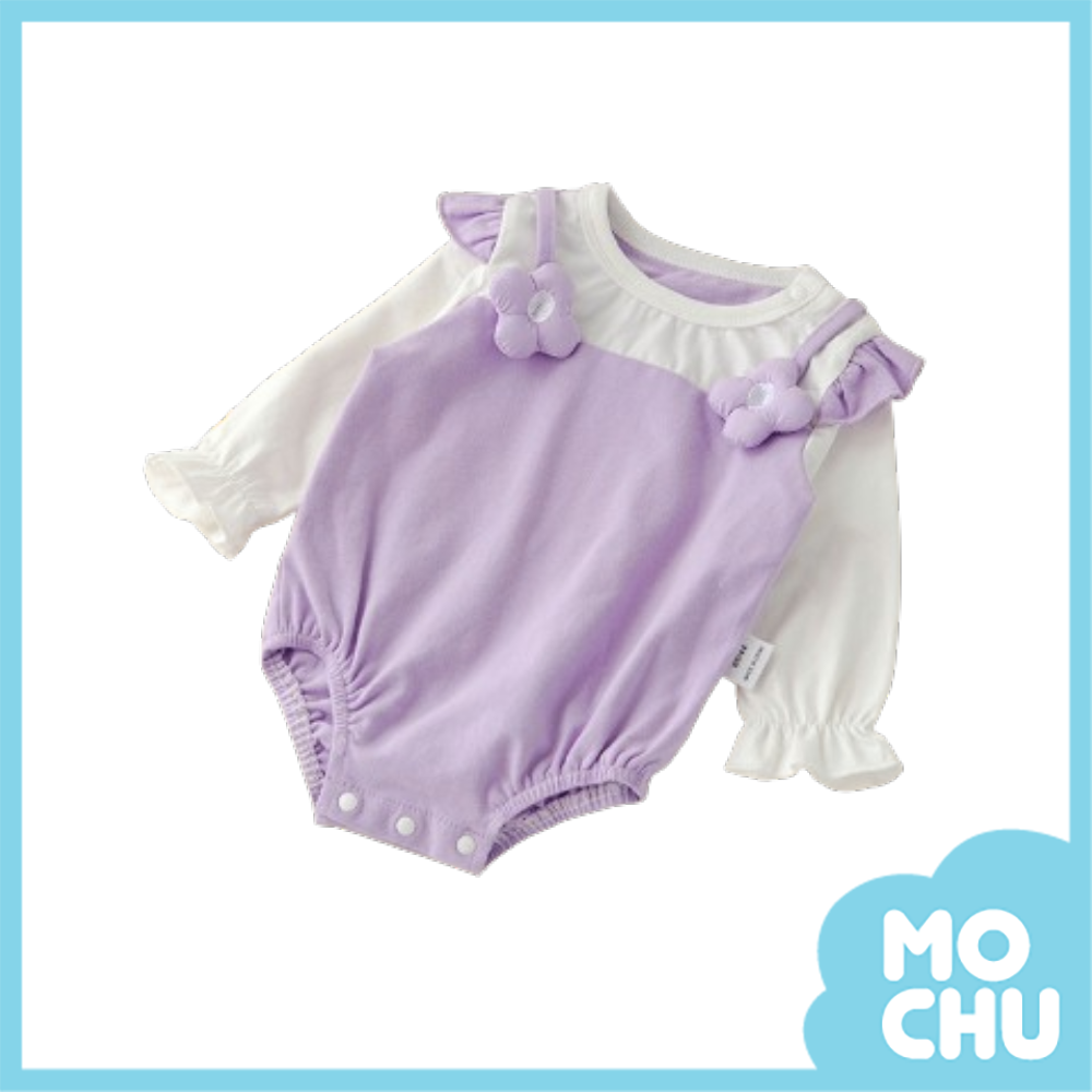 花朵拼接長袖包屁衣(二色)