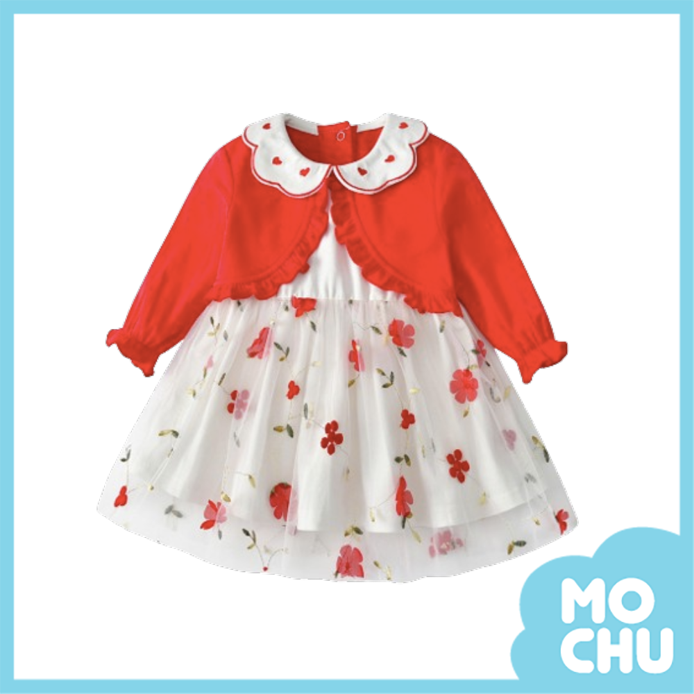 碎花網紗假兩件洋裝