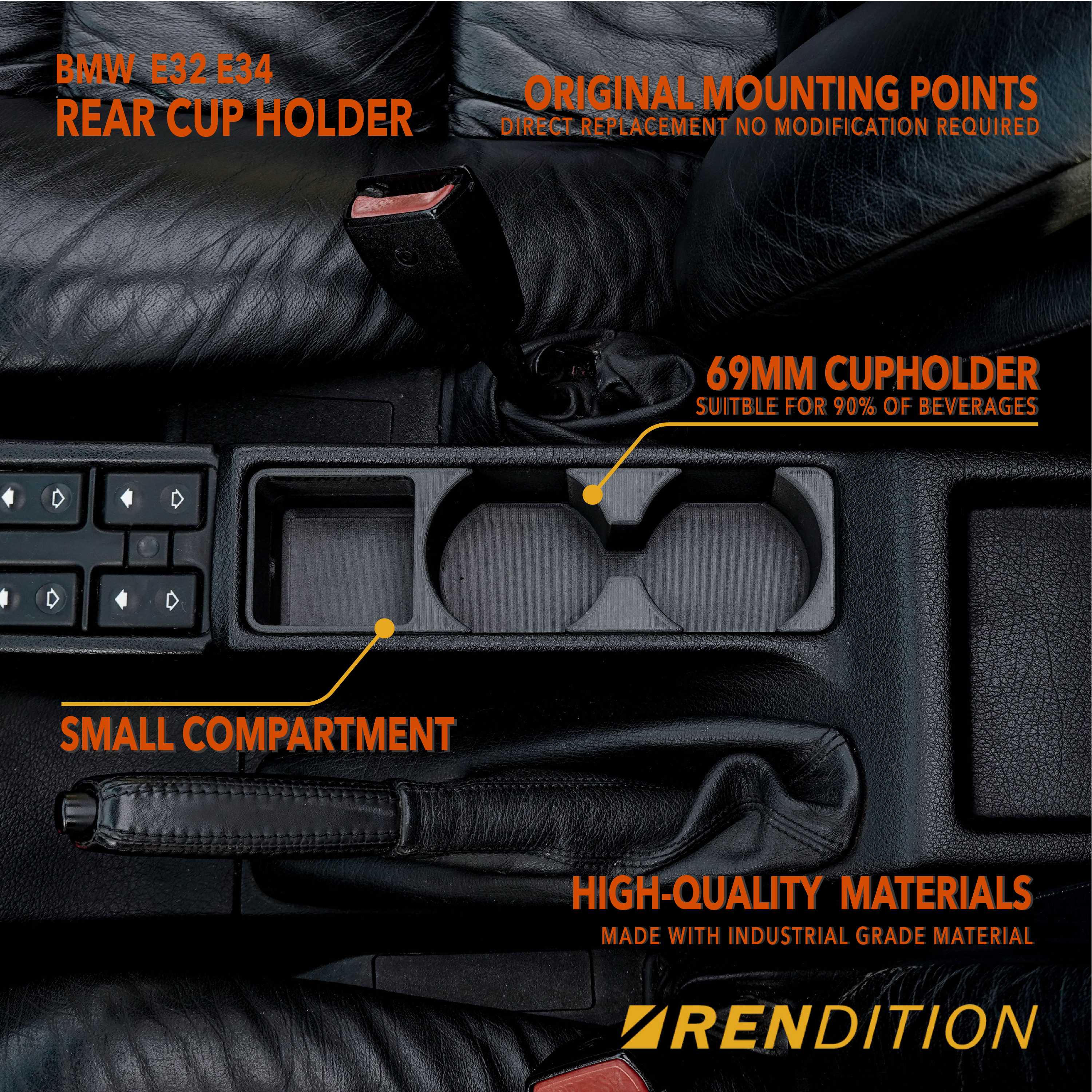 BMW E32 E34 FRONT CUP HOLDER V2