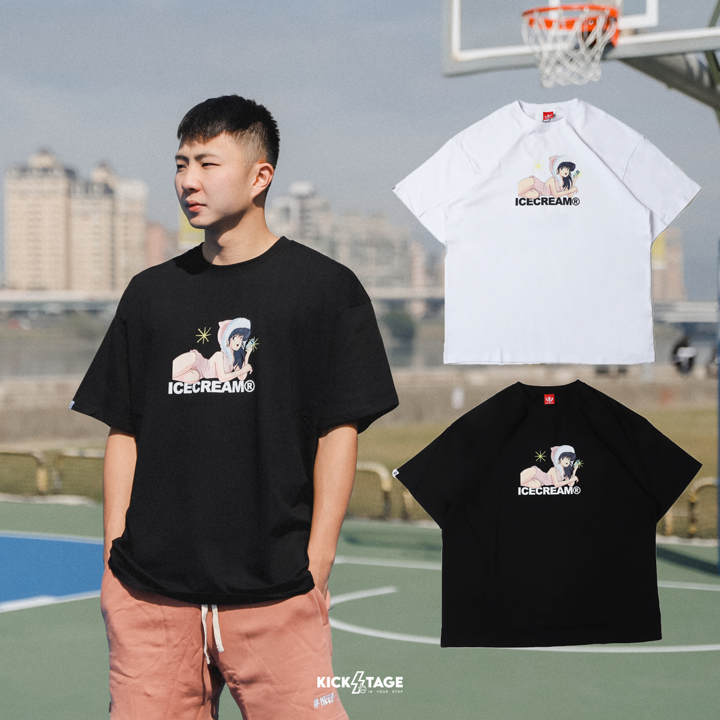 **特價商品售出不退換**BBC ICE CREAM FUR COAT SS TEE 黑 白 性感女郎 印花 短T【431-9207】