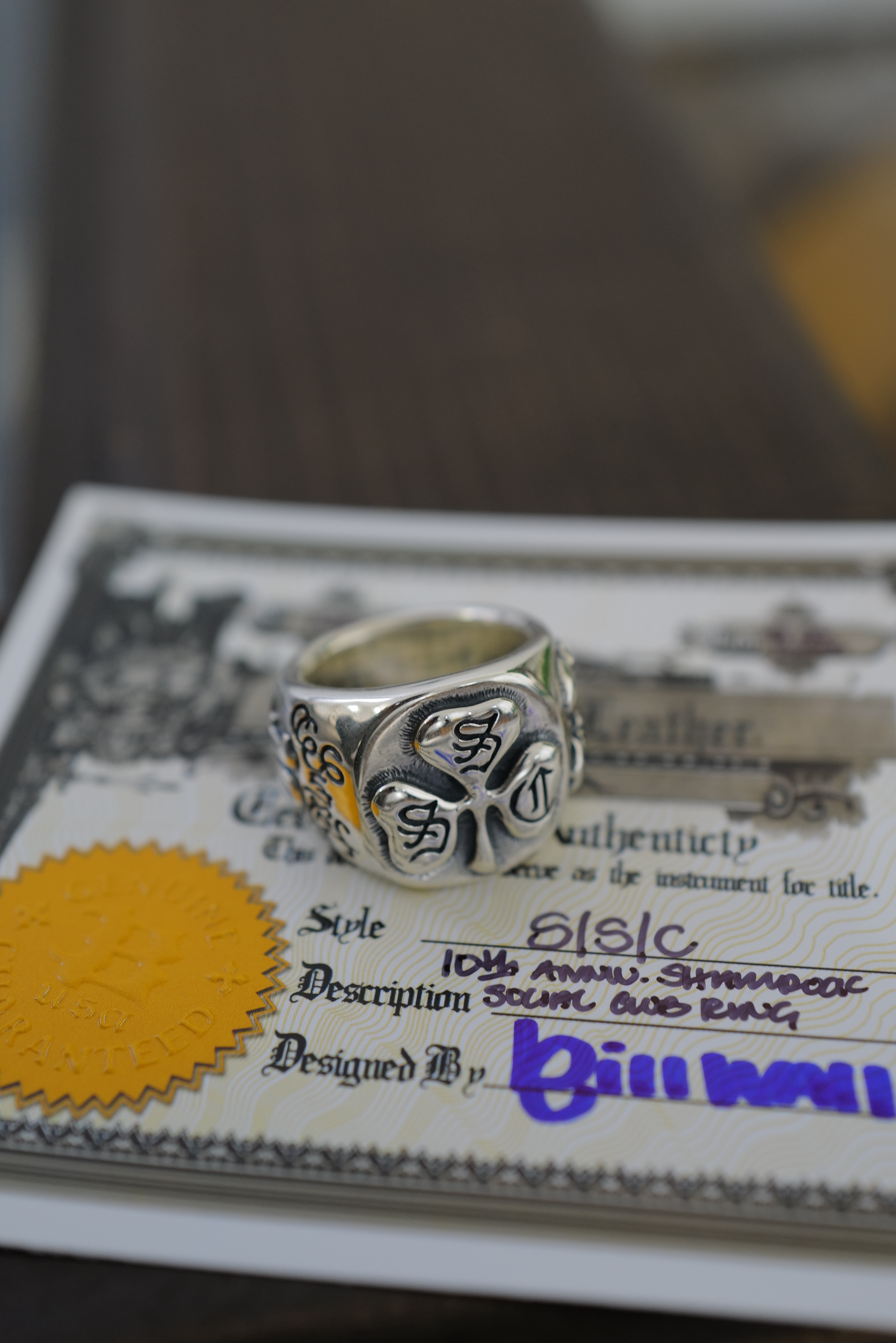 10th Anniversary shamrock Social Club ring