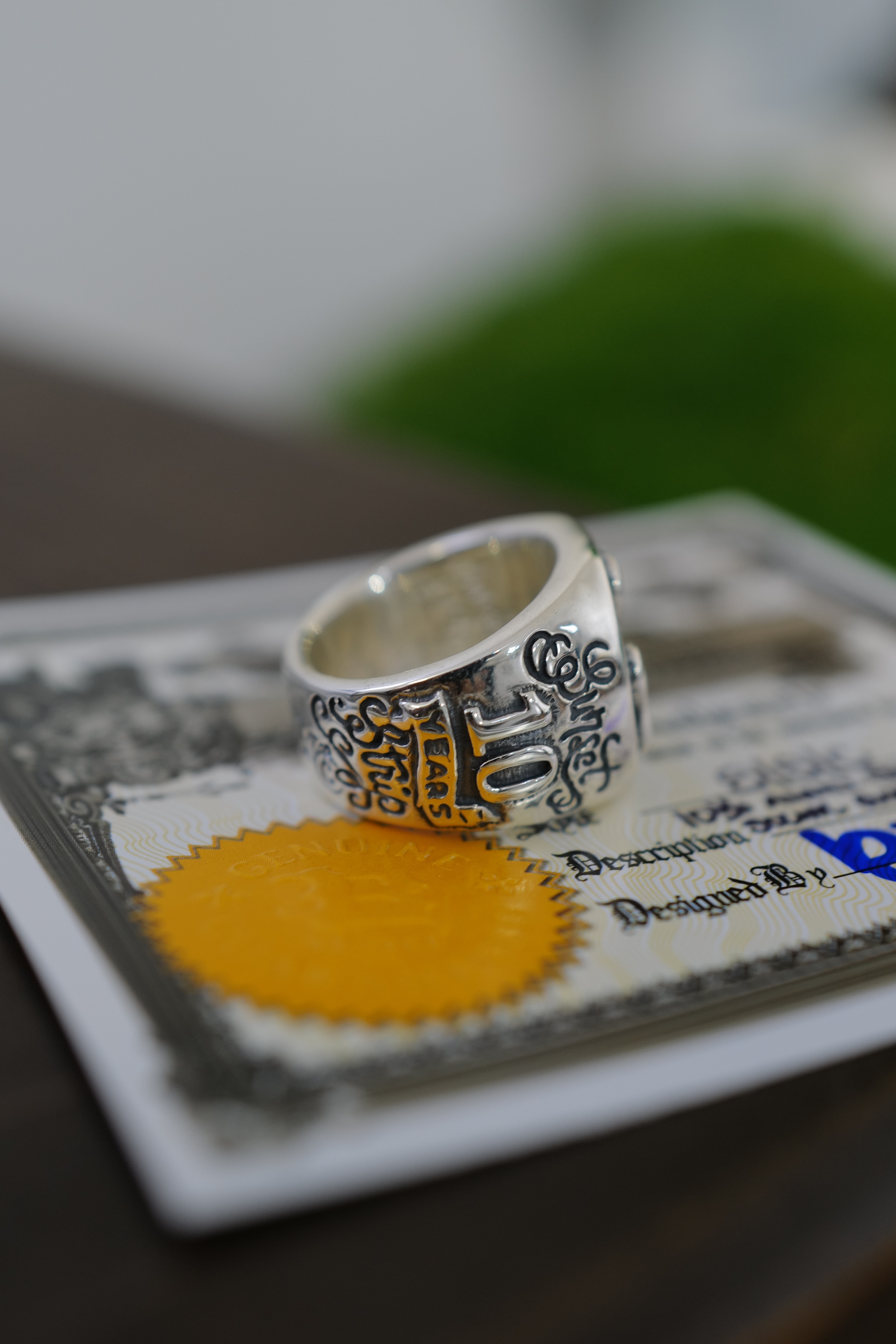 10th Anniversary shamrock Social Club ring