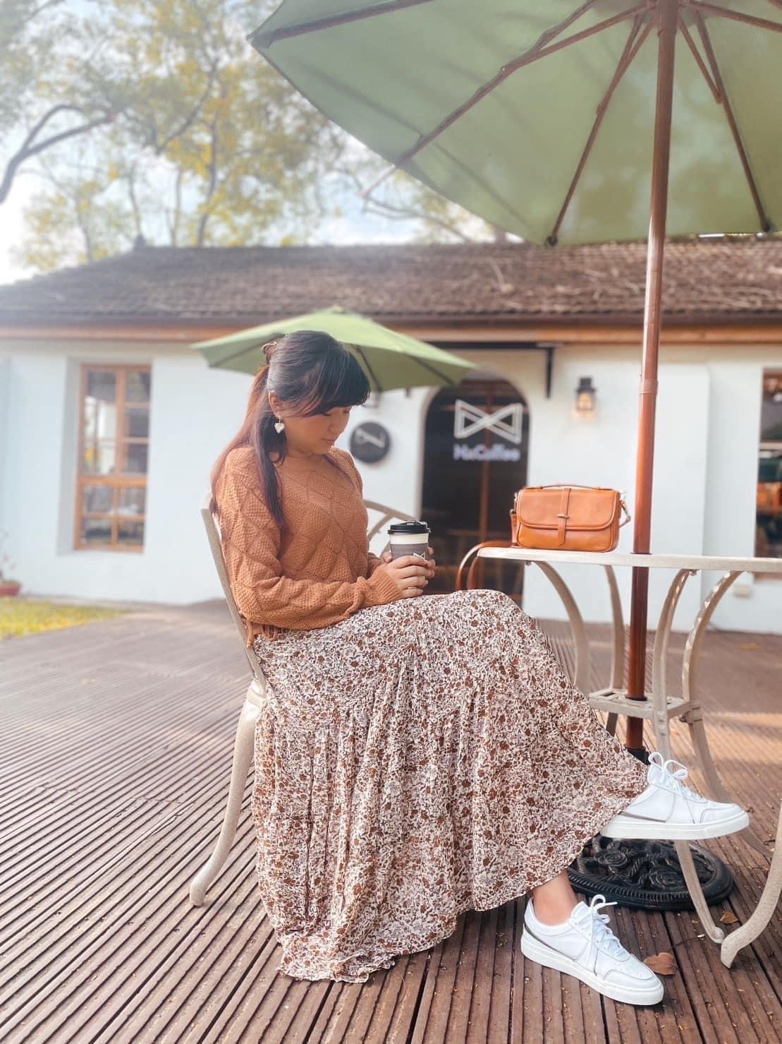 🇰🇷玫瑰圖騰雪紡裙