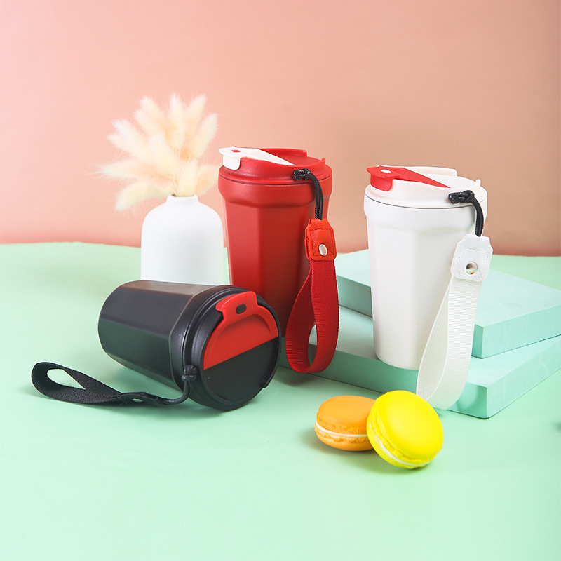 【客製】不銹鋼提繩保溫咖啡杯 380ml