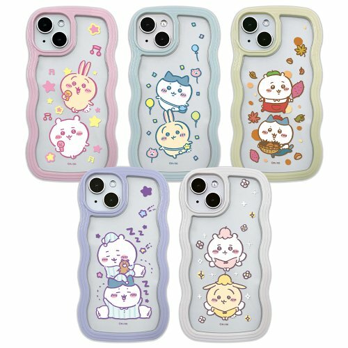 Chiikawa - Wave Color Clear Case - 小可愛 八字貓 小兔兔 波浪邊框透明手機保護殼 CD