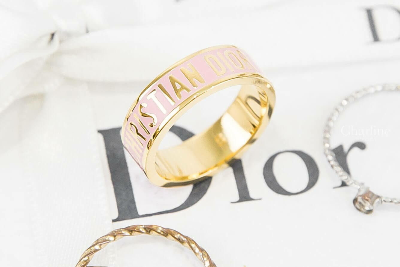 Dior Dior Code Ring Set 蜜桃粉金字水鑽戒指三件組