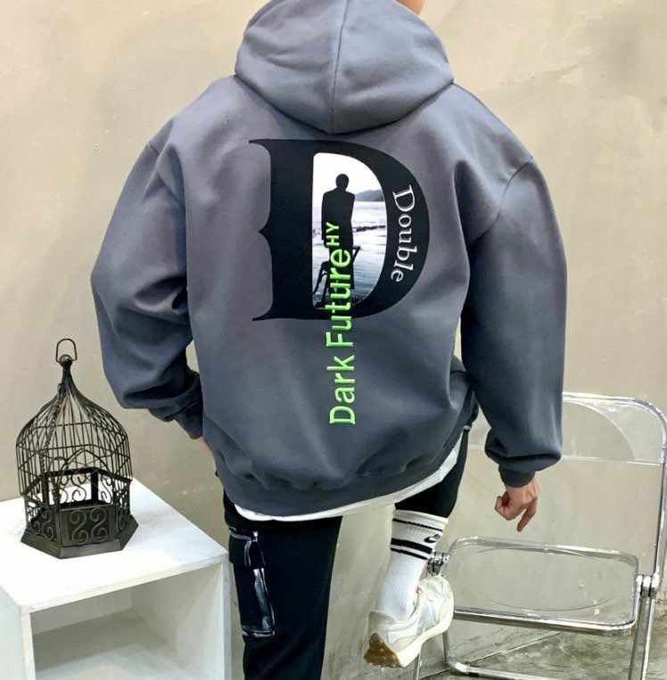 英文字圖案連帽衛衣 T5301