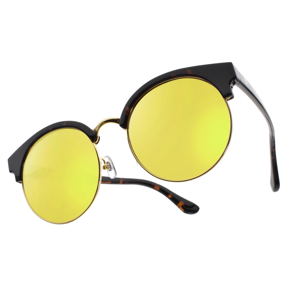 【Go-Getter】GS4004 C6 韓系潮流眉型圓框太陽眼鏡(水銀鏡面)