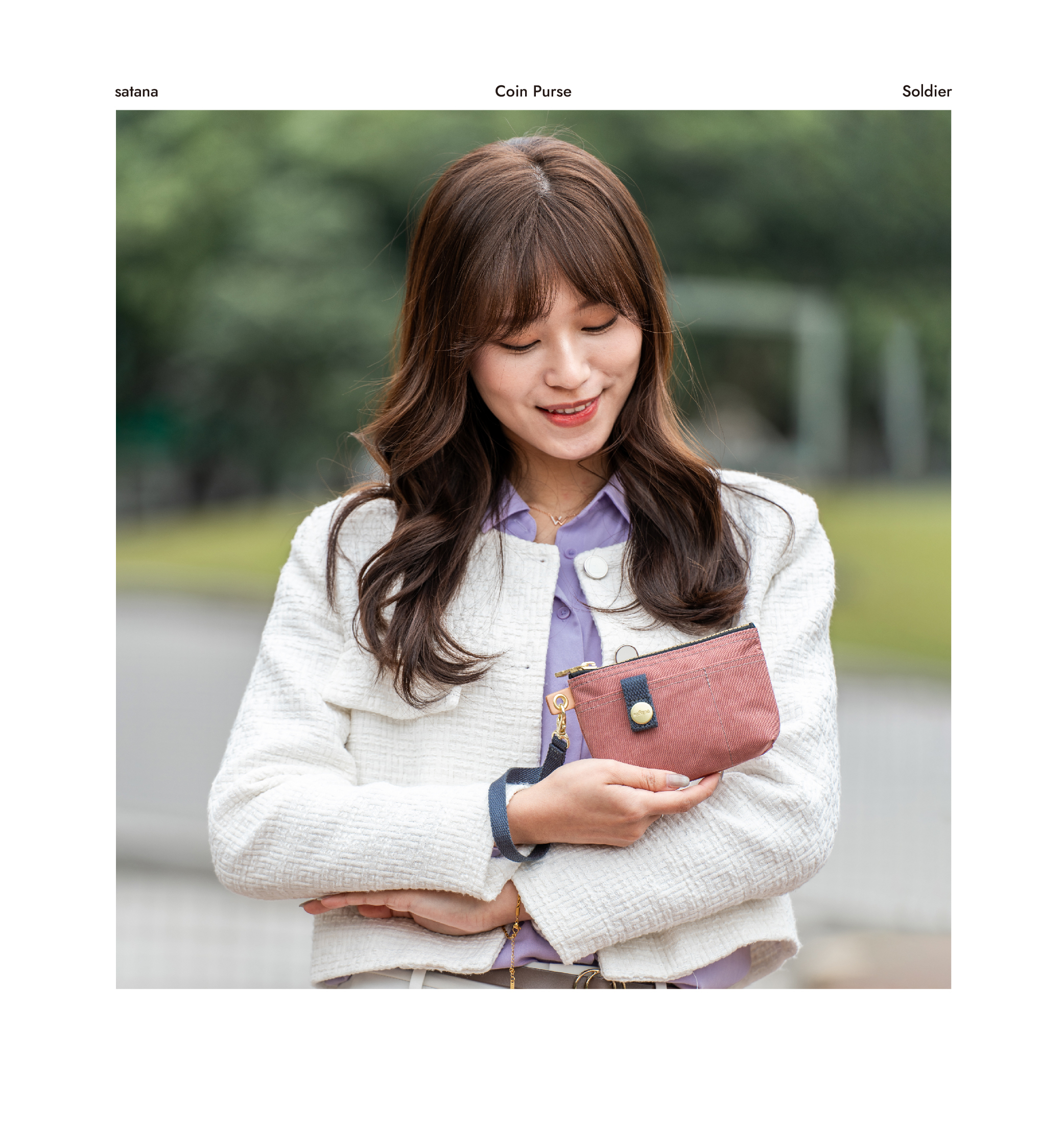 satana Soldier 實用拉鍊化妝包/零錢包 陶土紅 SOS1390-620 手持形象照