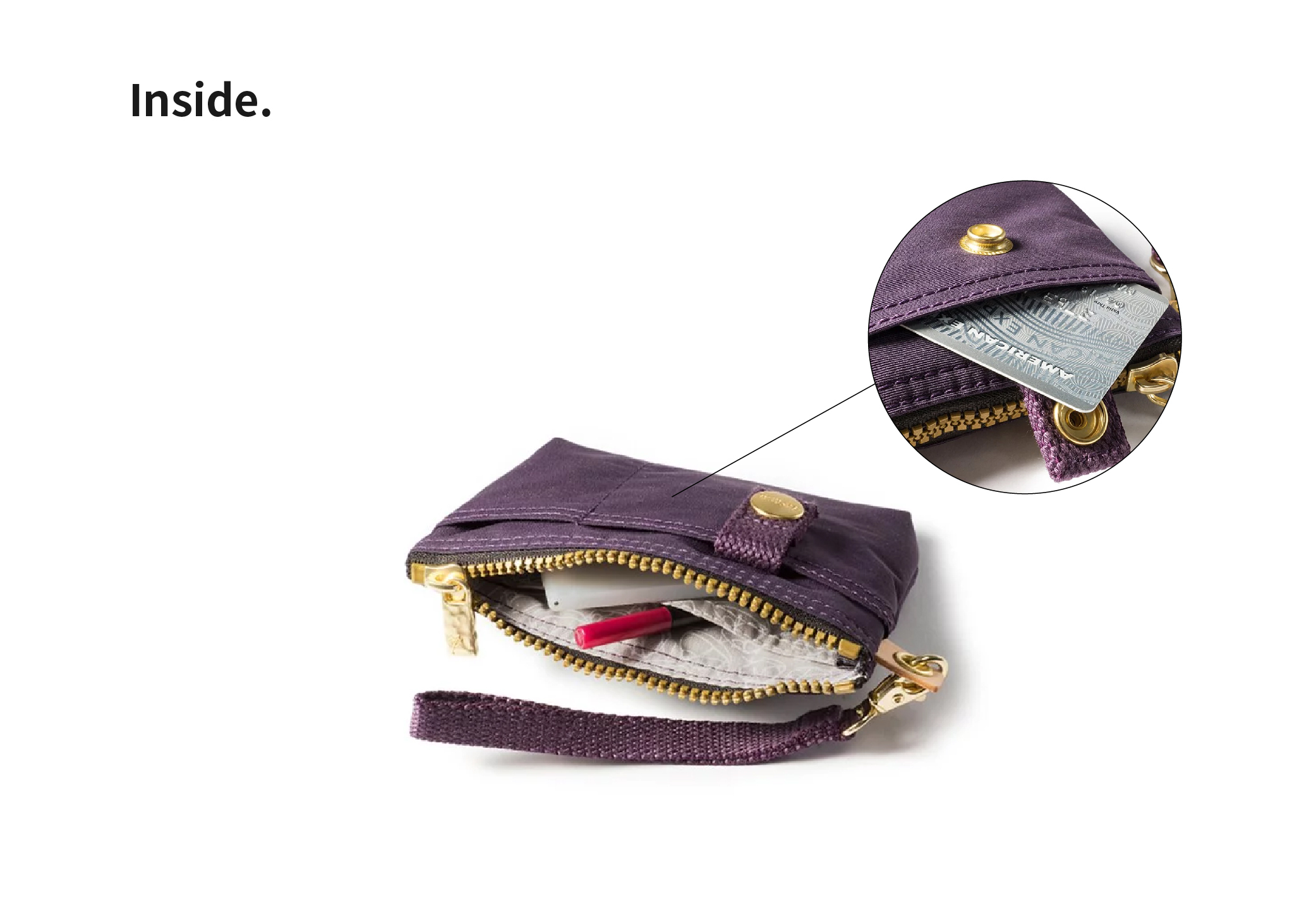 satana Soldier 實用拉鍊化妝包/零錢包 陶土紅 SOS1390-620 內部隔層照