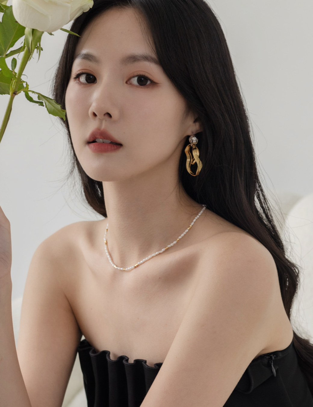 不規則流線雙色耳環