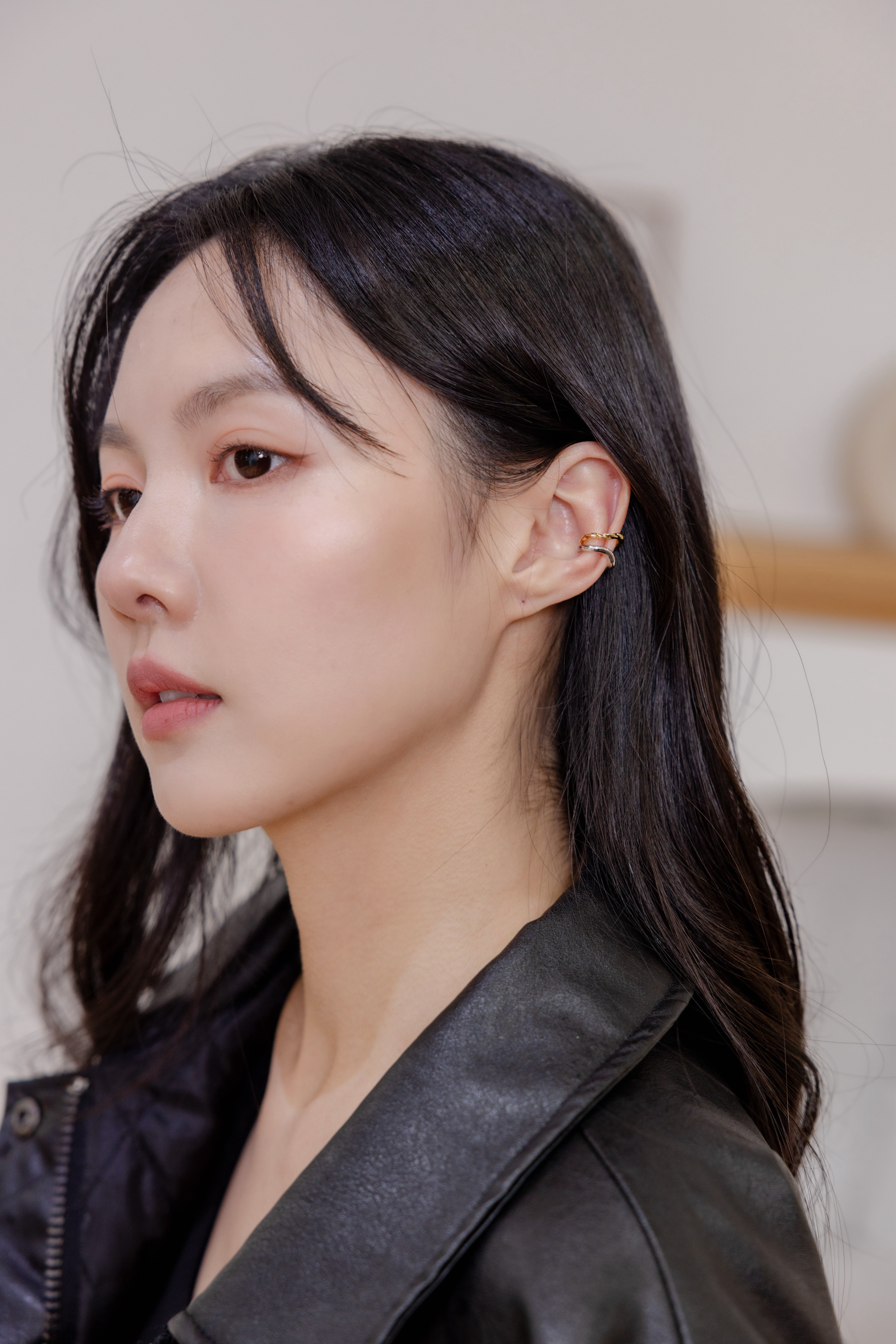 輕奢弧形耳骨夾2件組