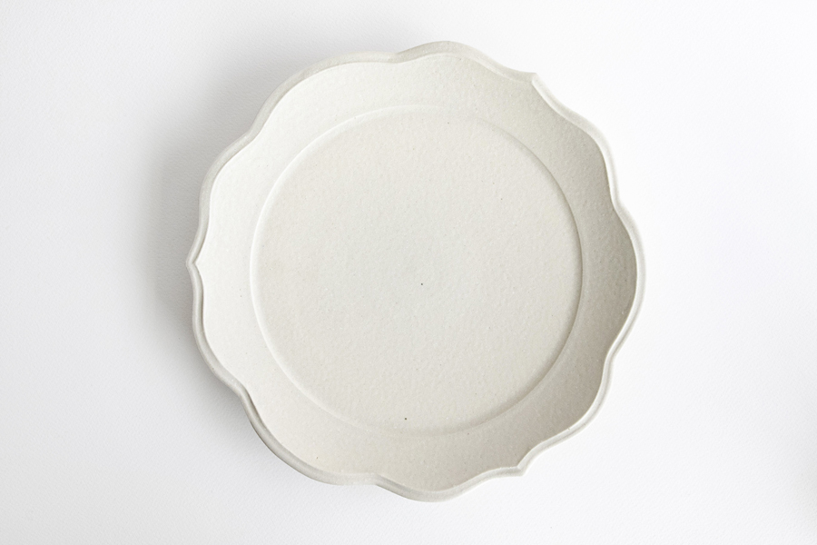 竹口要-輪花皿 Φ25 象牙色