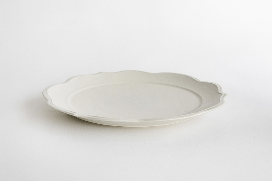 竹口要-輪花皿 Φ25 象牙色