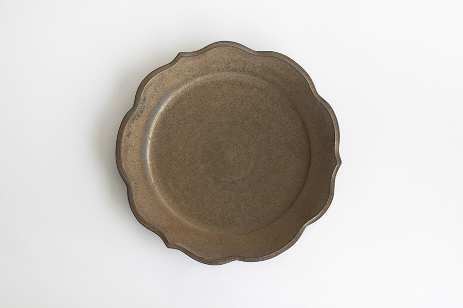 竹口要-輪花皿 Φ21 砂金色