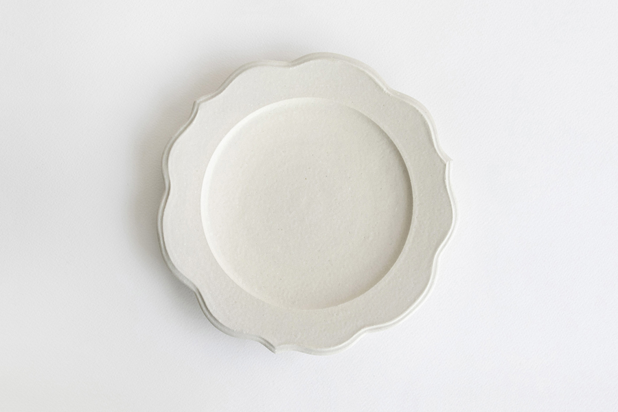 竹口要-輪花皿 Φ21 象牙色