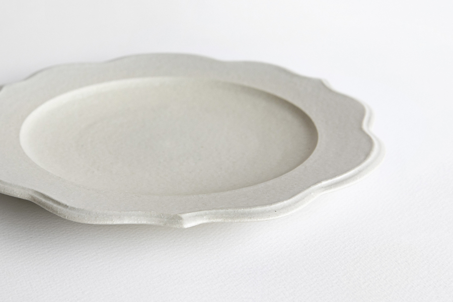 竹口要-輪花皿 Φ21 象牙色