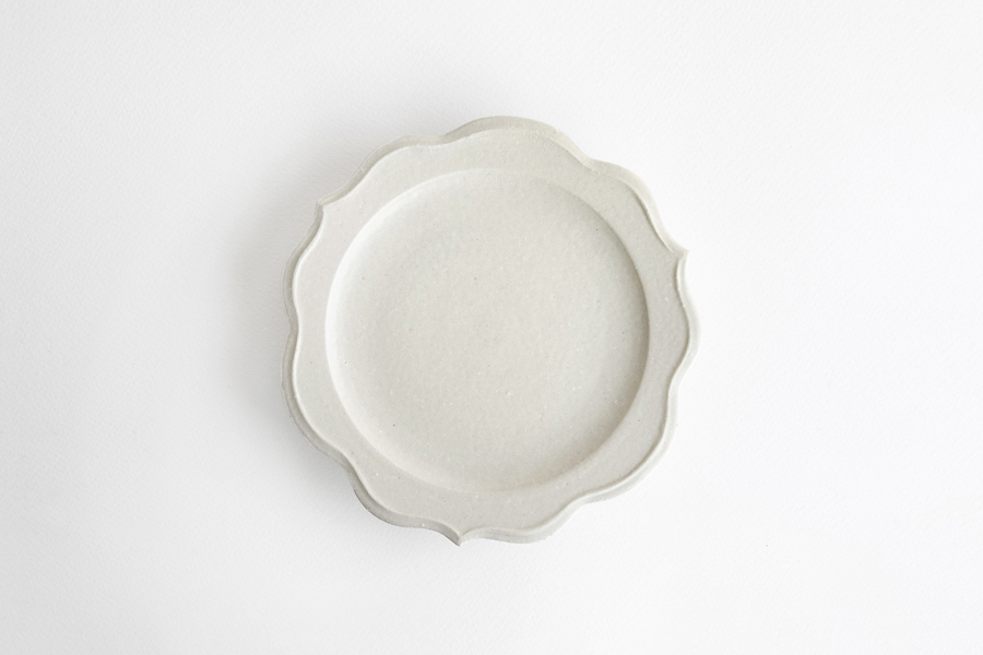 竹口要-輪花皿 Φ15 象牙色