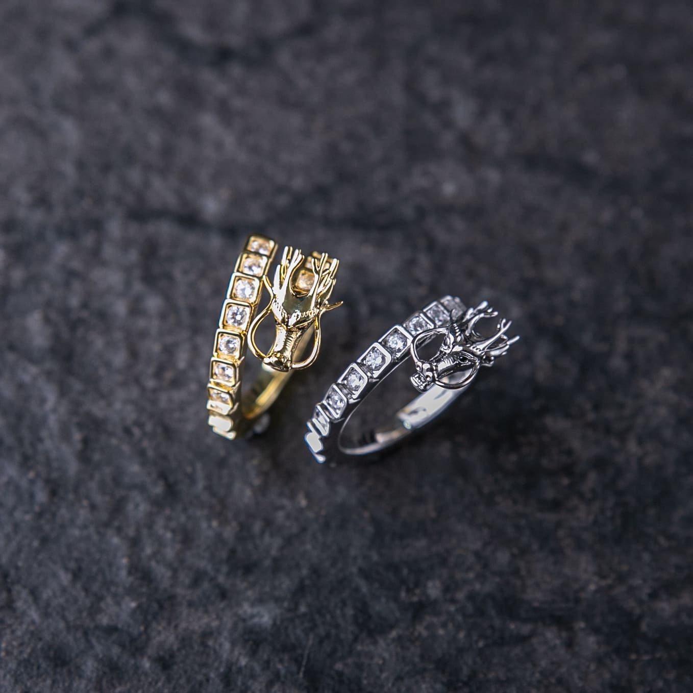 滿鑲東方龍造型戒指