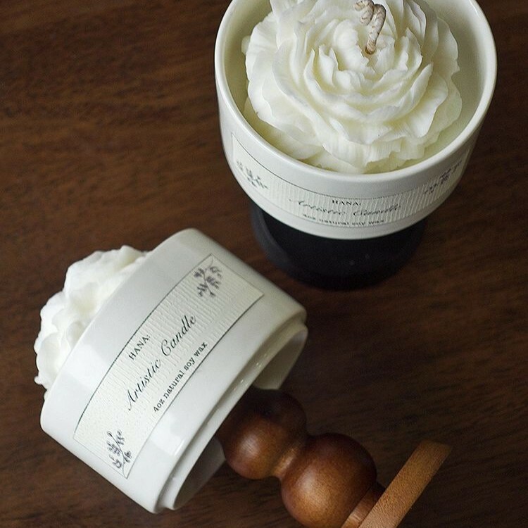 《3632》法式山茶花陶瓷杯香薰蠟燭