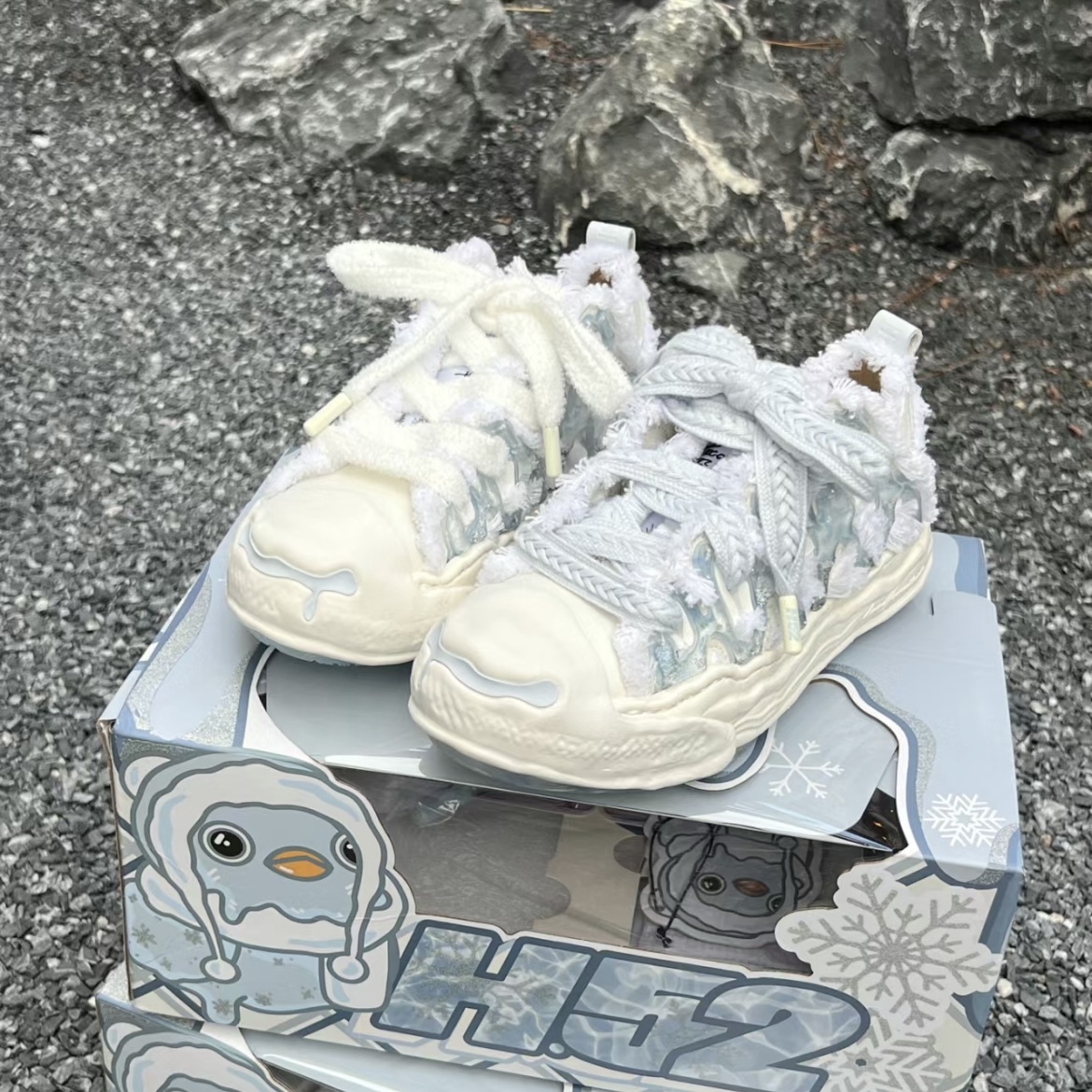 H52 開口笑 奶油蛋糕鞋 解構 溶解 粗鞋帶 小香風 趙露思同款 寶寶藍