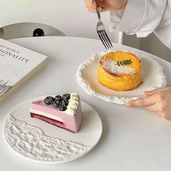 《3634》質感岩石紋陶瓷點心盤