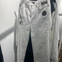 [S] KARL LAGERFELD HIGH RISK LOGO PATCH STRAIGHT LEGS JEANS,WHITE/DENIM, L3TK2230-2WD [FINAL SALE] (SKL890)
