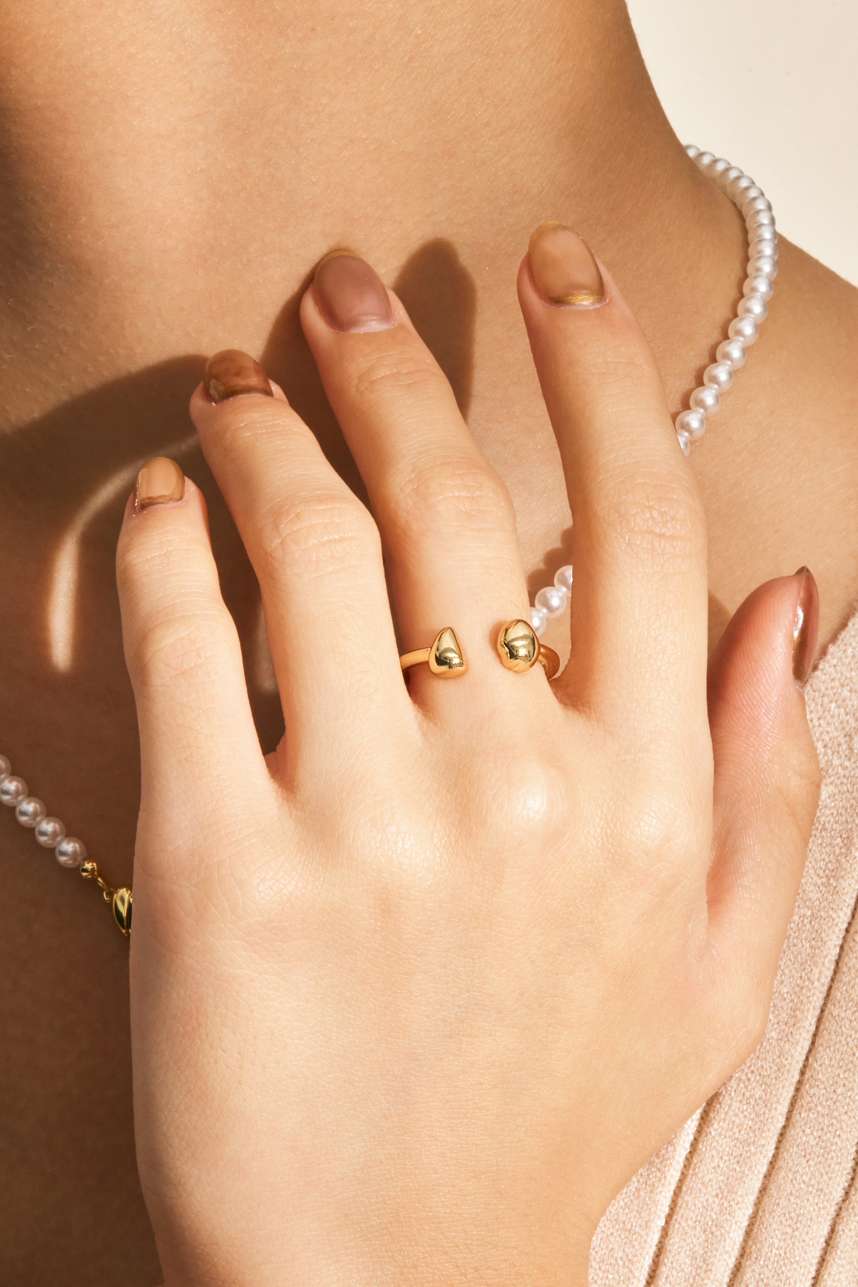 R385 合金鍍金雙金珠戒指